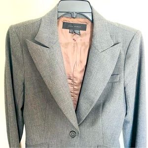 Zara Woman Jacket Blazer Gray One Botton-Size 8